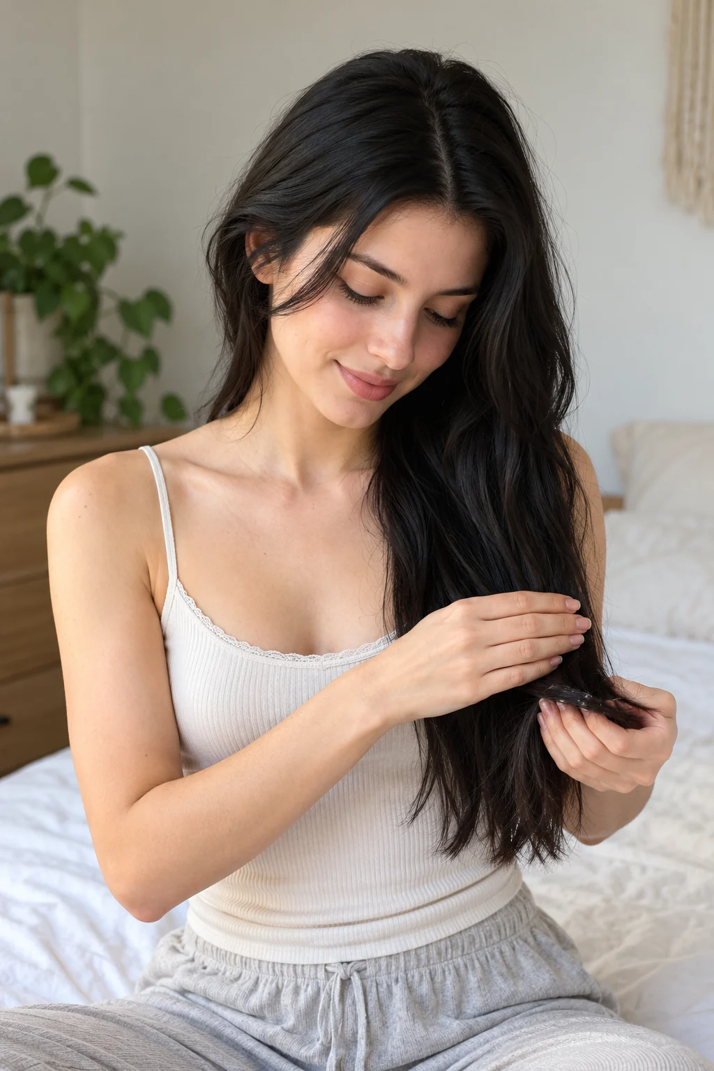 Leave-in conditioning through long ends.