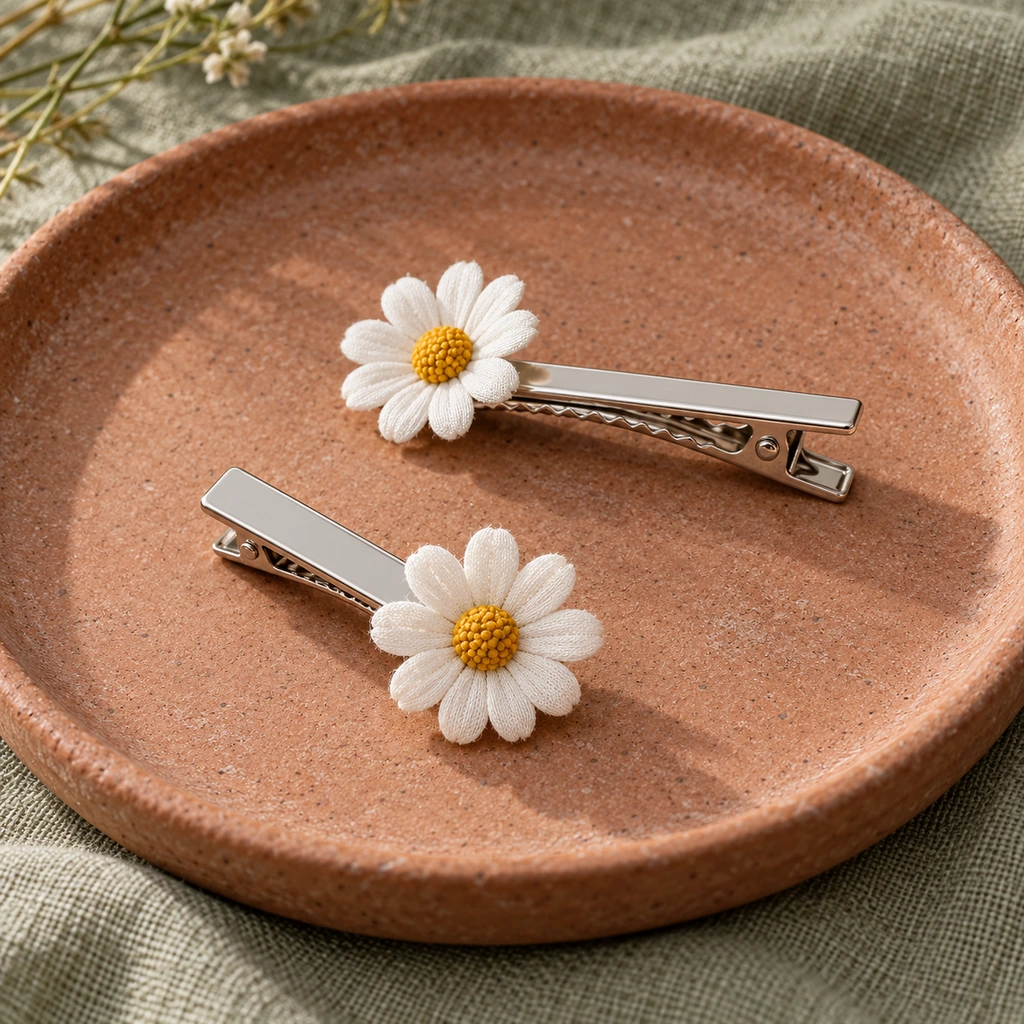 Framendino white daisy flower barrettes, 12 pack, illustration of this kind of item