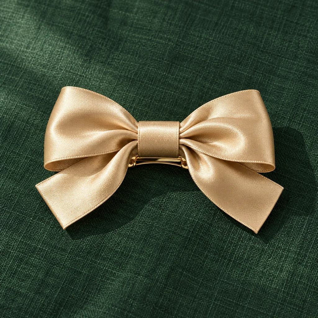 Seiolieliou satin bow hair clips, Brown set of 6, illustration of this kind of item