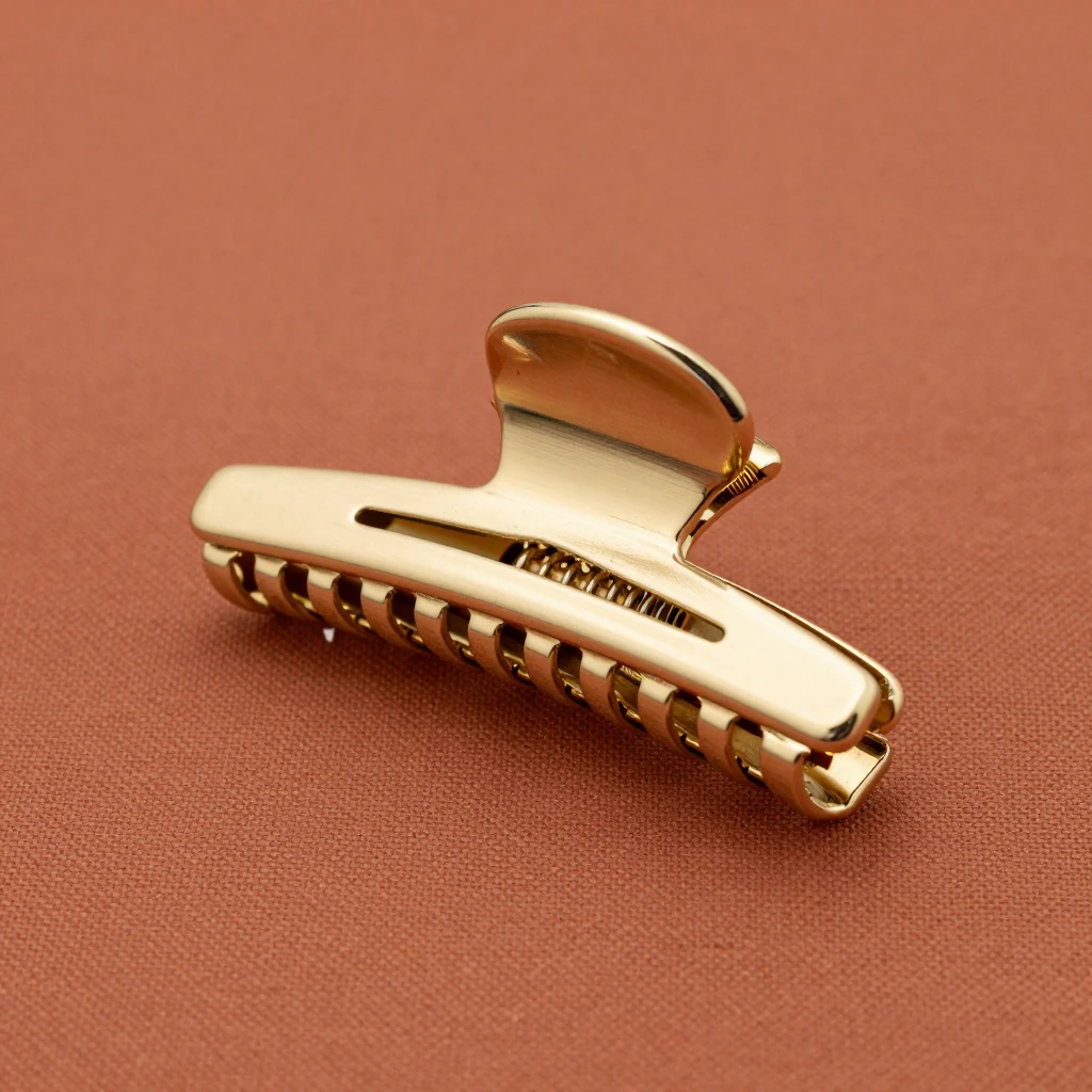 Kitsch open-shape gold-tone metal claw clip, 1 piece, illustration of this kind of item