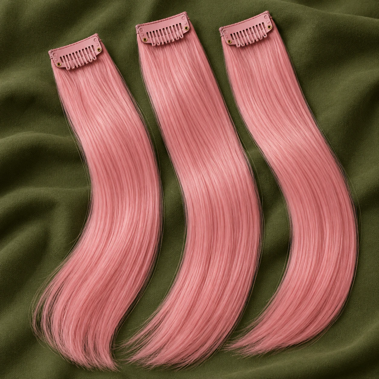 GZVIS22-inch straight pink clip-in accent extensions,12pieces, illustration of this kind of item