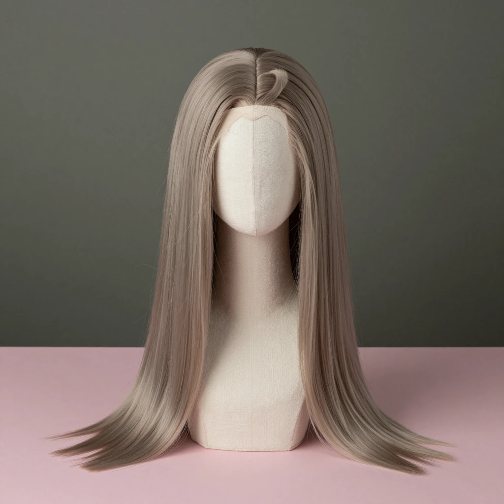 MapofBeauty 20-inch layered straight wig with bangs, Ash Blonde, illustration of this kind of item