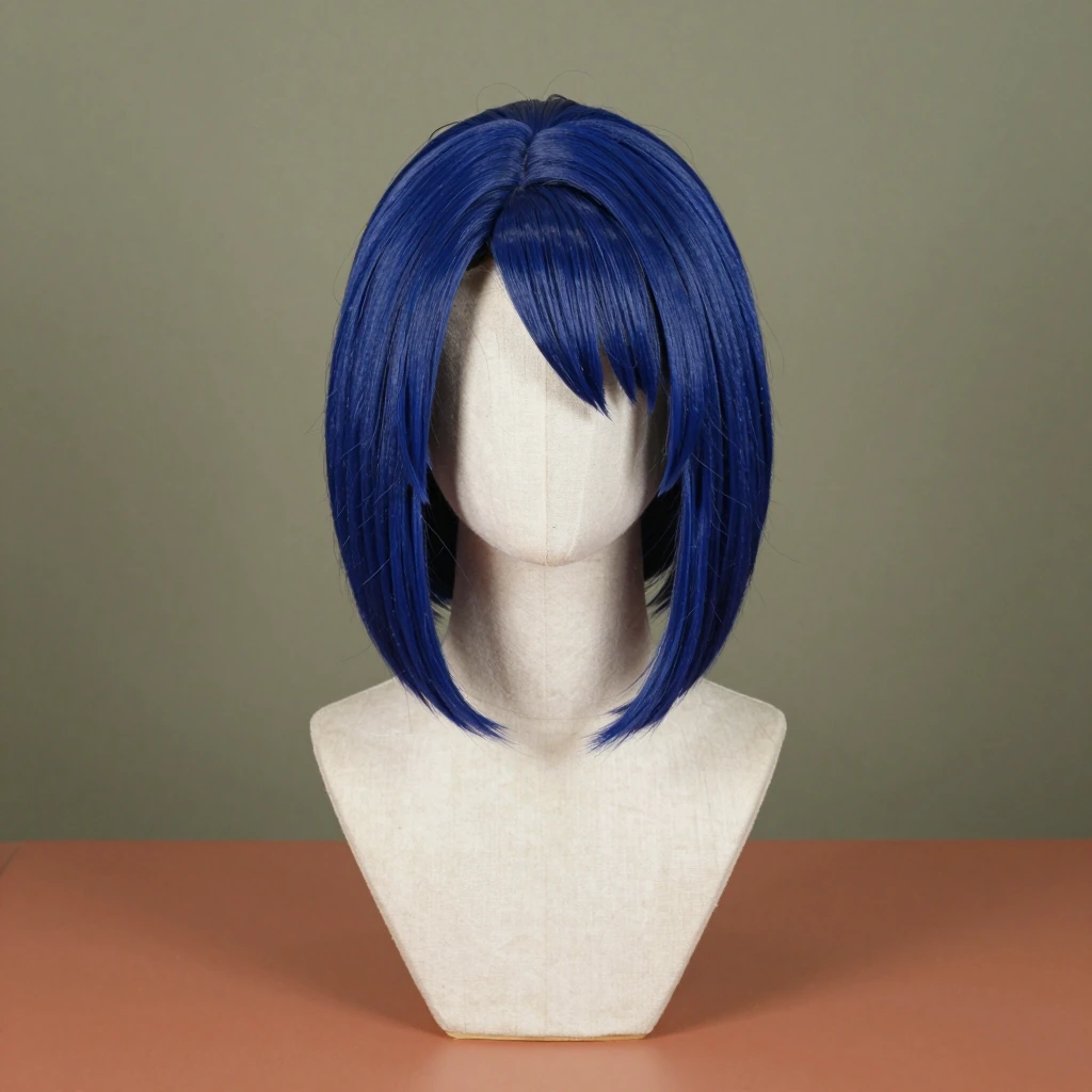 MapofBeauty short straight side-fringe bob wig, Navy Blue, illustration of this kind of item