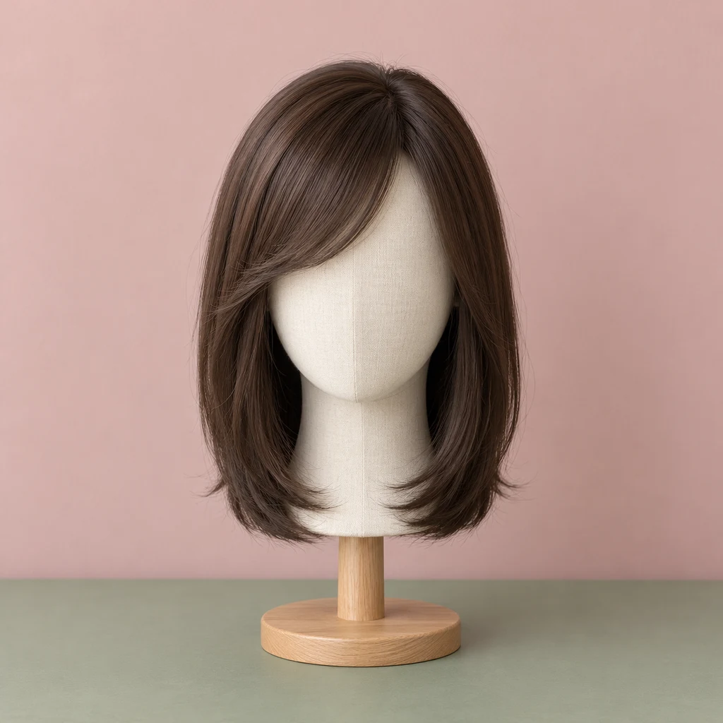 MapofBeauty 14-inch medium-length straight bob wig, Brown, illustration of this kind of item