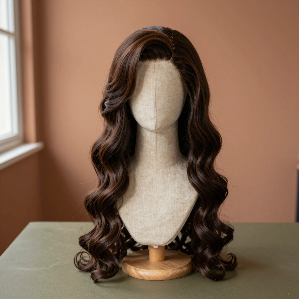 MapofBeauty 20-inch long layered synthetic wig, Dark Brown, illustration of this kind of item