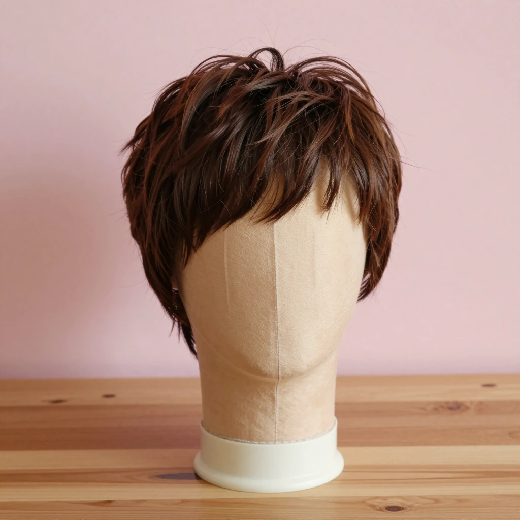 SOFEIYAN short brown layered pixie wig with bangs, illustration of this kind of item