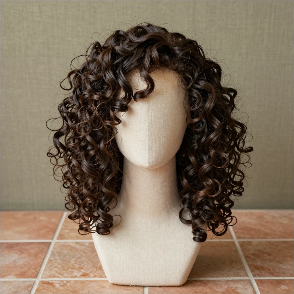 MapofBeauty 28-inch middle-part curly wig, Dark Brown, illustration of this kind of item